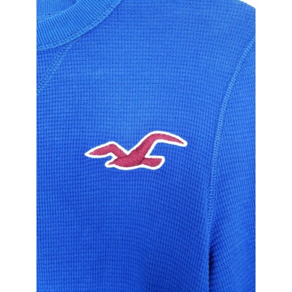 Hollister Blue Small Long Sleeve Crew Neck Shirt | Casual & Stylish Embroidered - Picture 4 of 12